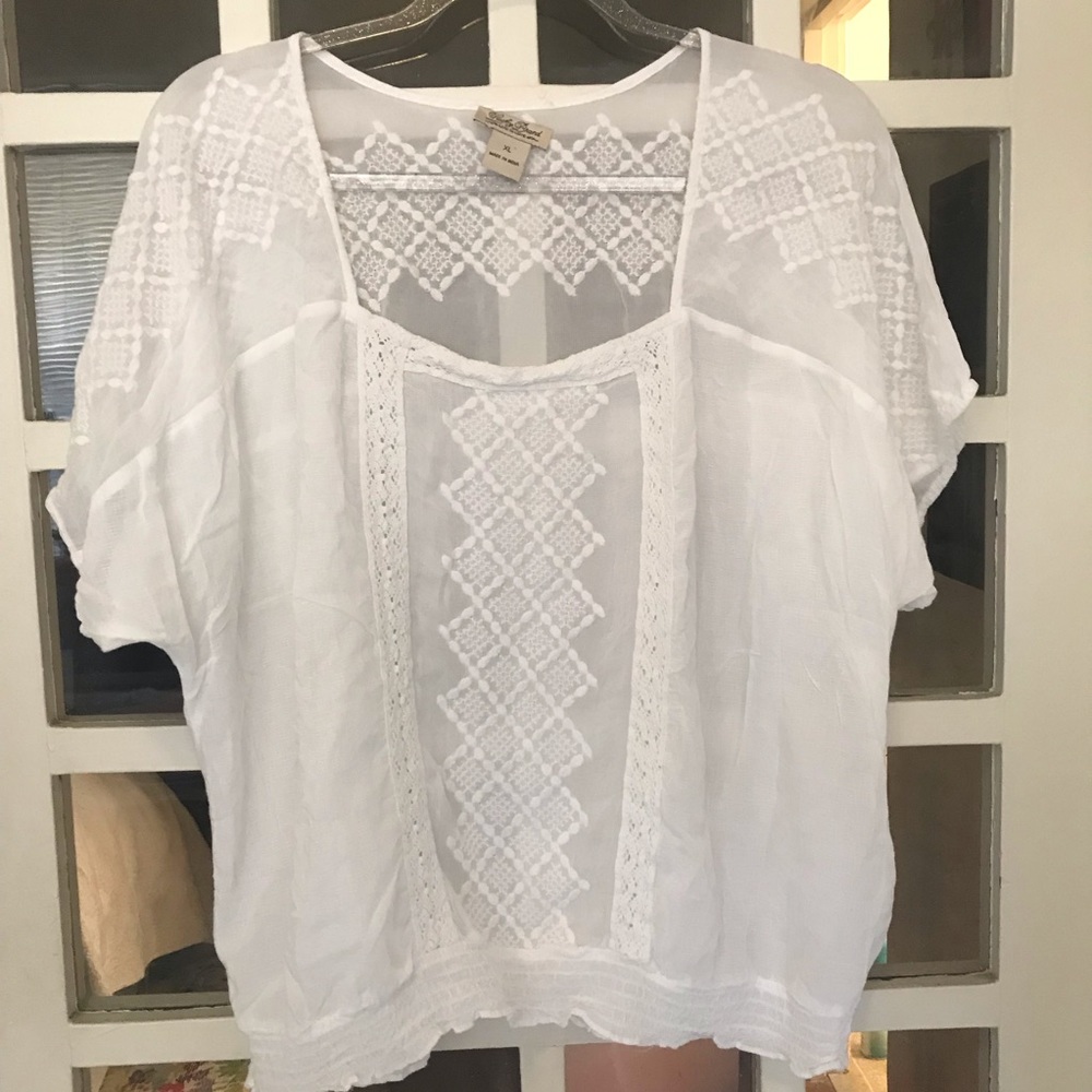 White gauzy peasant blouse